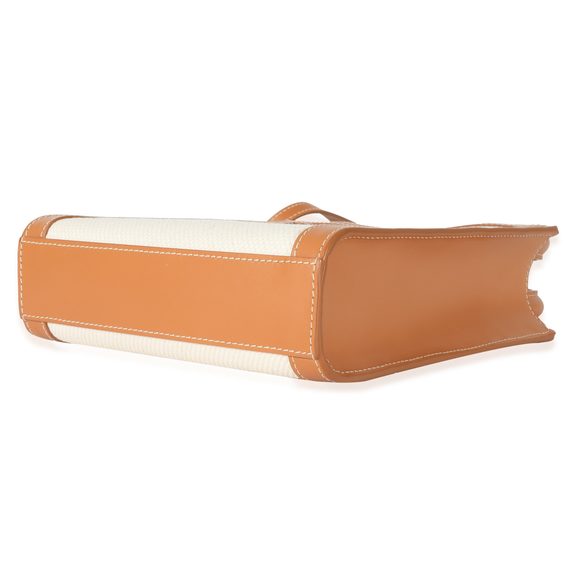 Celine Natural Canvas & Tan Calfskin Mini Vertical Cabas Tote - Picture 6 of 9